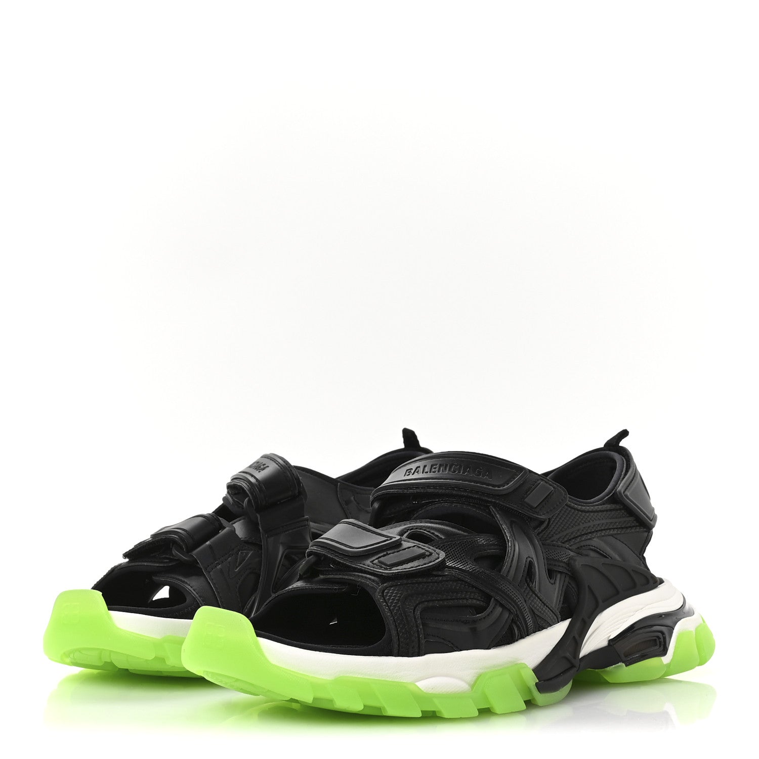 Balenciaga Neoprene Rubber Clear Sole Mens Track Sandals 41 Black White Fluo Green 4 of 8