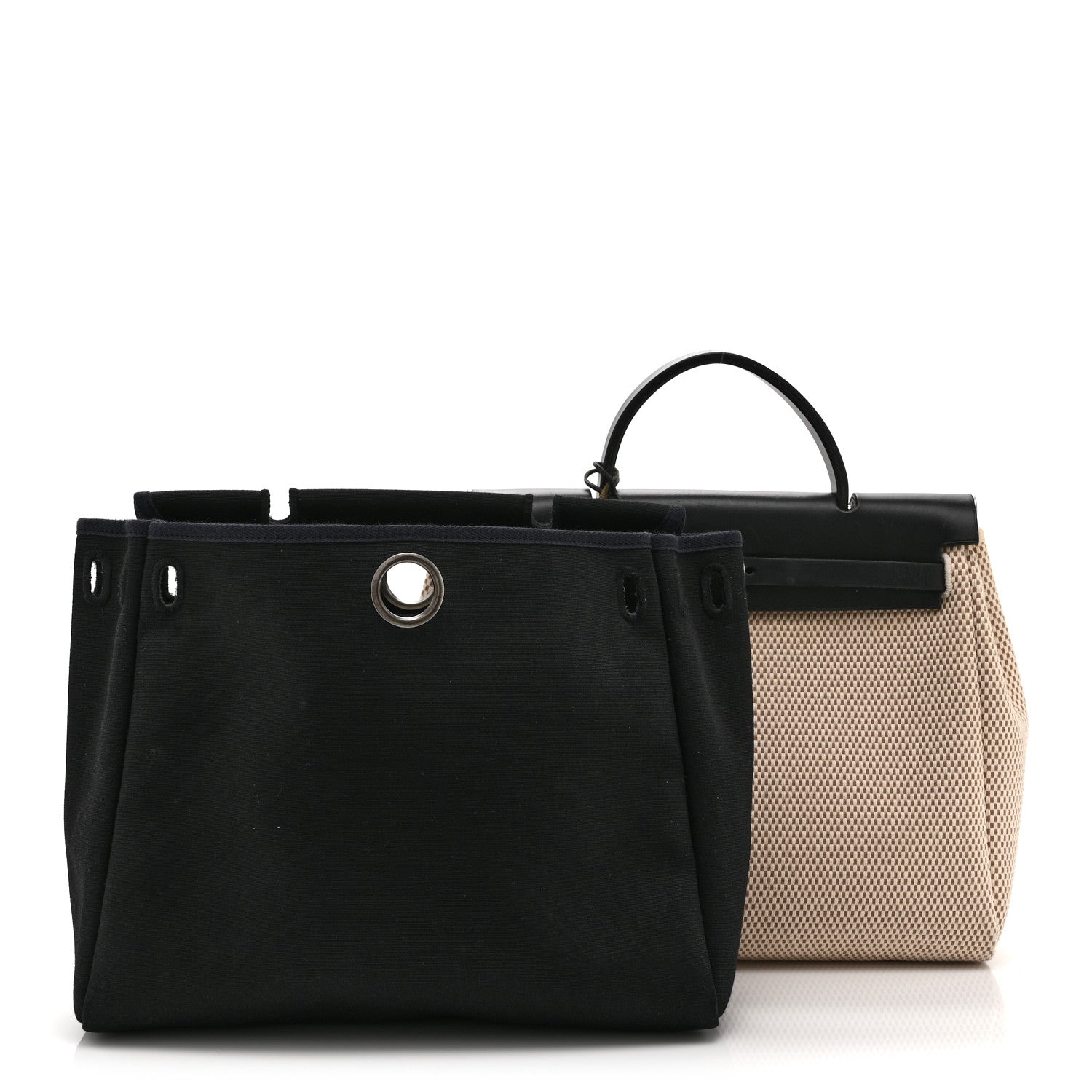Hermes Toile Vache Calfskin Herbag 30 PM Natural Black 3 of 14