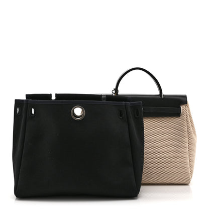 Hermes Toile Vache Calfskin Herbag 30 PM Natural Black 3 of 14