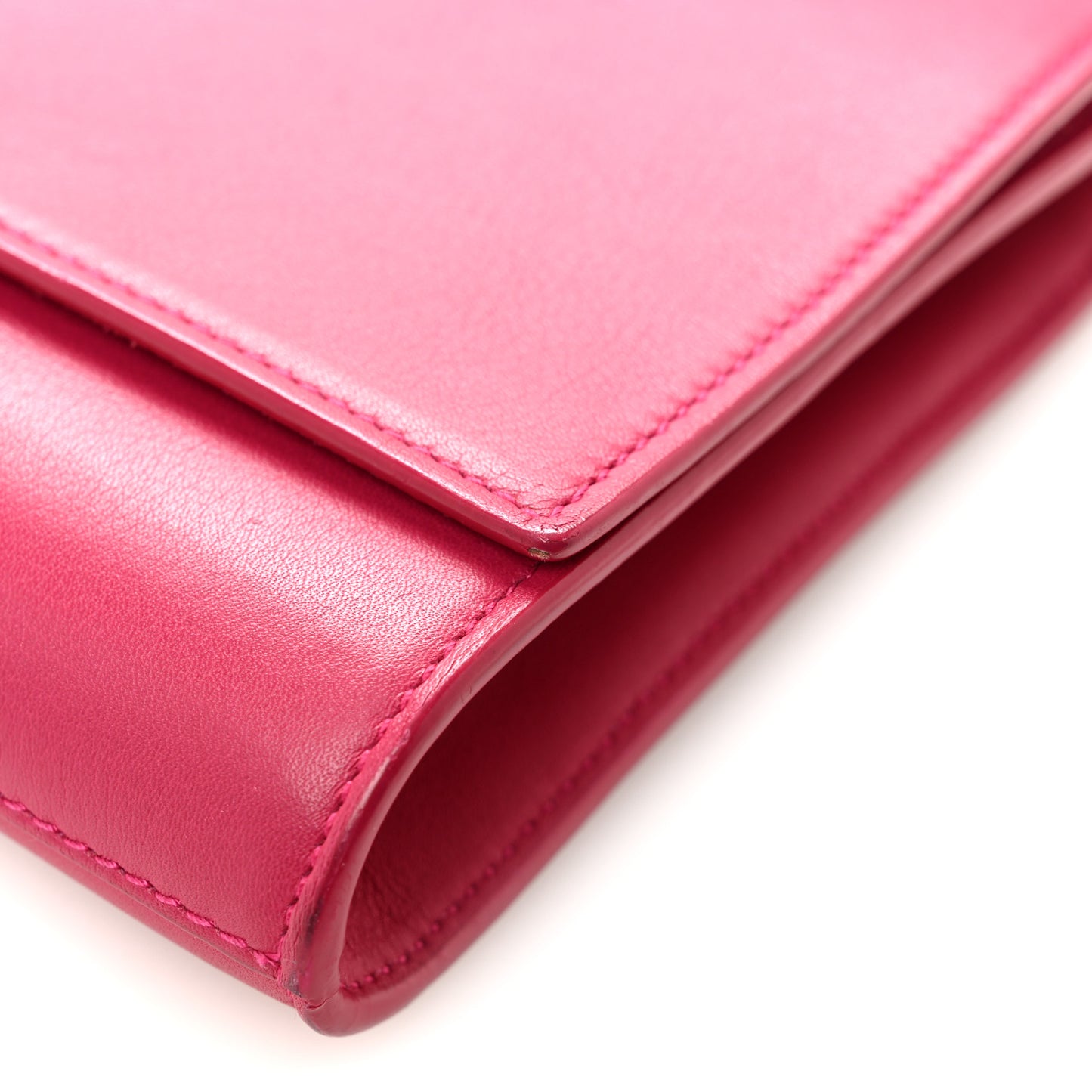 Calfskin Classic Y Ligne Clutch Fuchsia