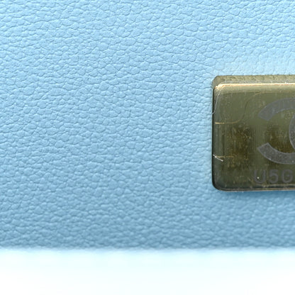 Chanel Lambskin Quilted Bi-Color Mini Top Handle Rectangular Flap Navy Blue Light Blue 7 of 11