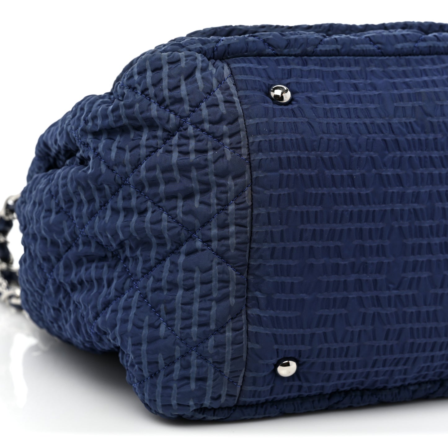 Nylon Patent Quilted CC Accordion Flap Bag Blue