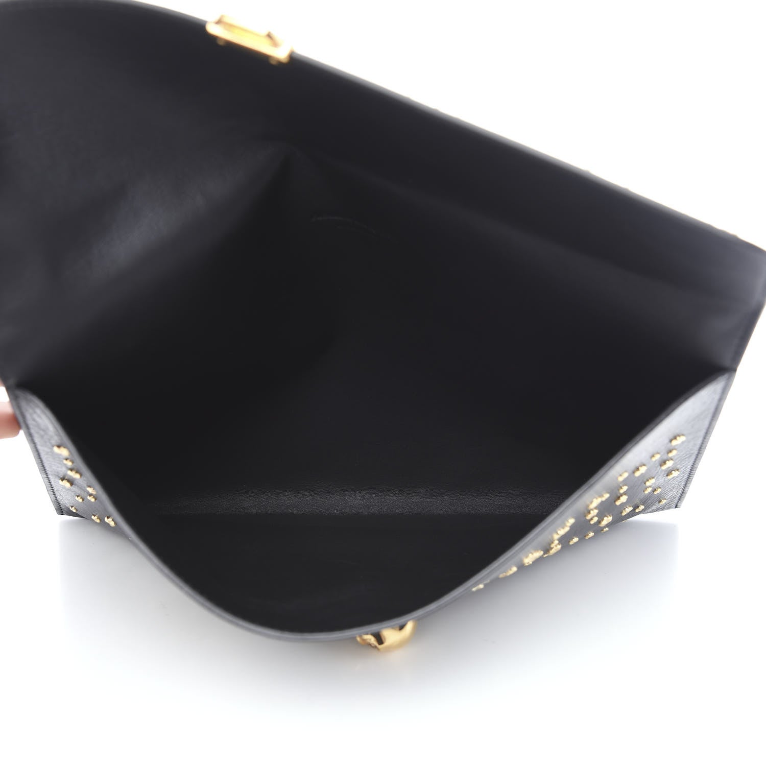 Alexander McQueen Calfskin Studded Skull Envelope Clutch Black 4 of 5