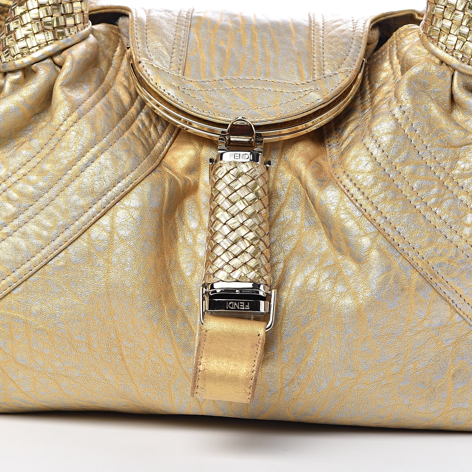 Fendi Nappa Nuvolata Bimetal Spy Oro Argento 11 of 11