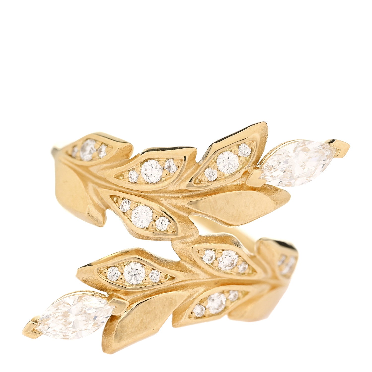 Tiffany 18K Yellow Gold Diamond Victoria Vine Bypass Ring 49 5 1 of 6