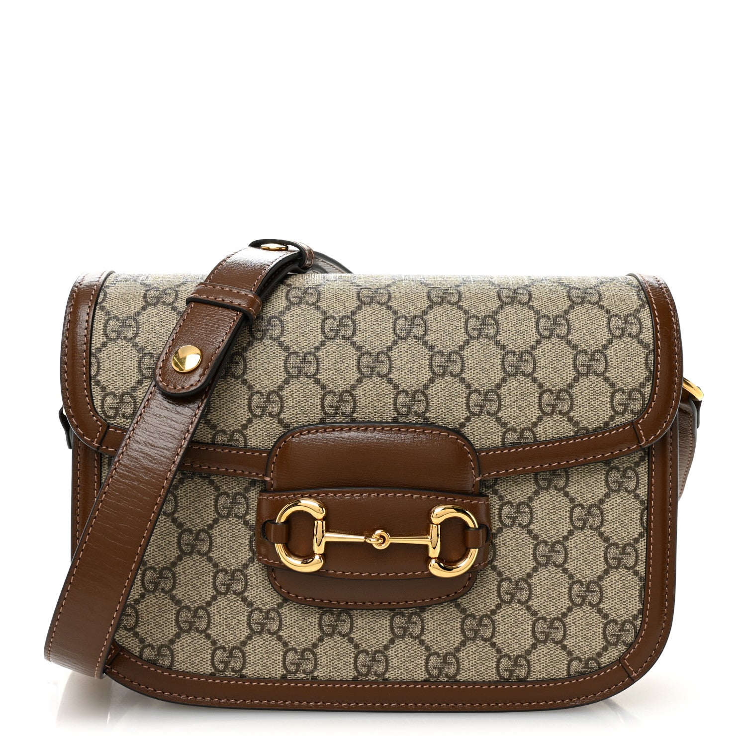Gucci GG Supreme Monogram Horsebit 1955 Shoulder Bag Beige Brown Sugar 1 of 10