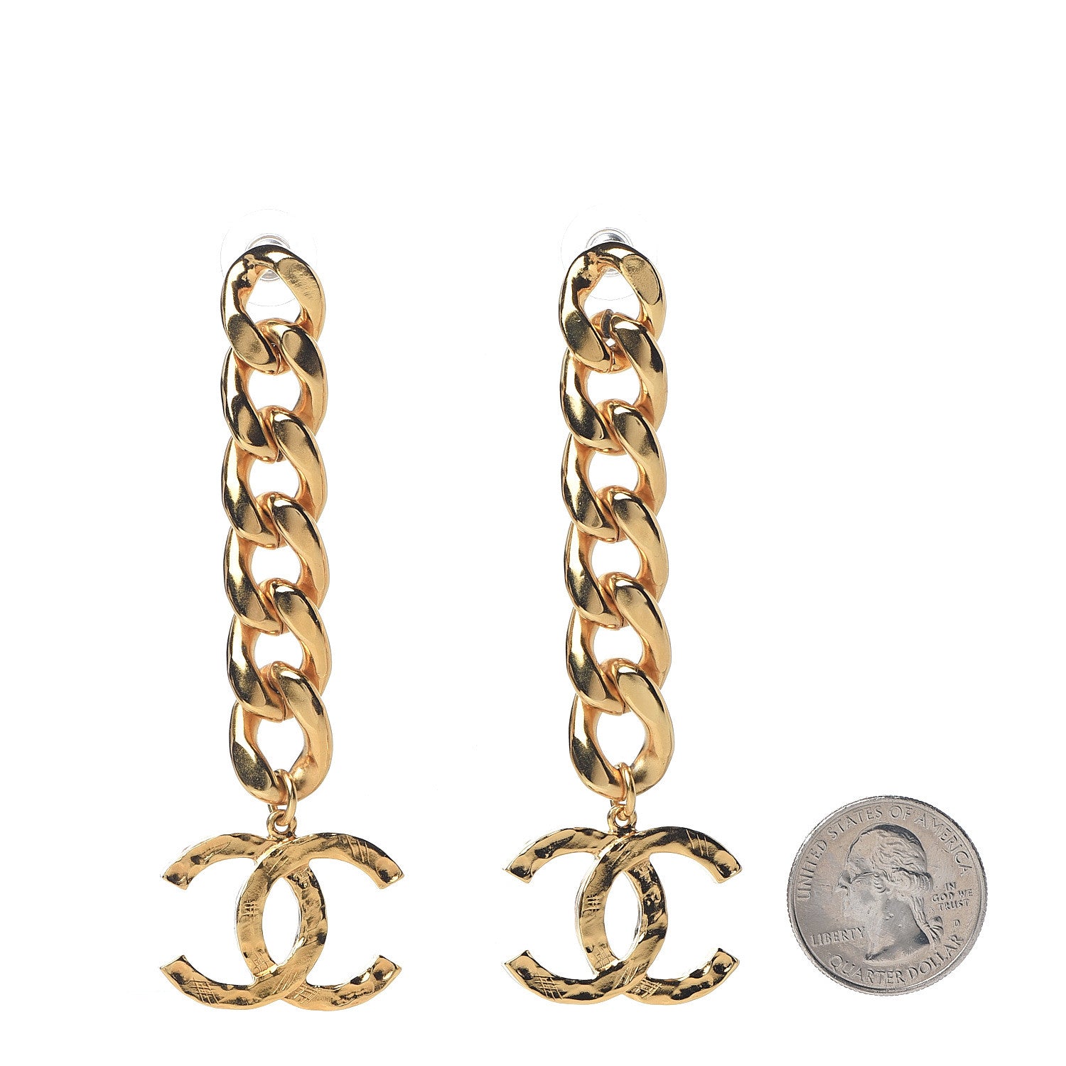 Chanel Metal CC Pick Drop Earrings Gold 2 of 4