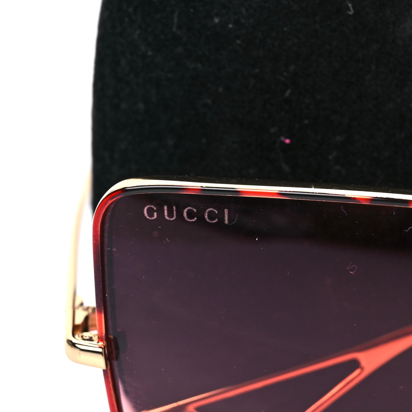 Metal Square Frame Sunglasses GG0436S Gold Pink