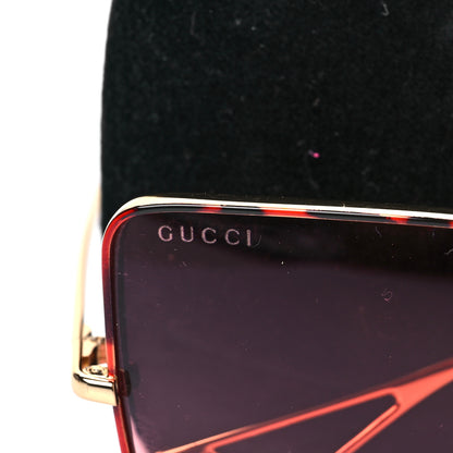 Gucci Metal Square Frame Sunglasses GG0436S Gold Pink 7 of 8