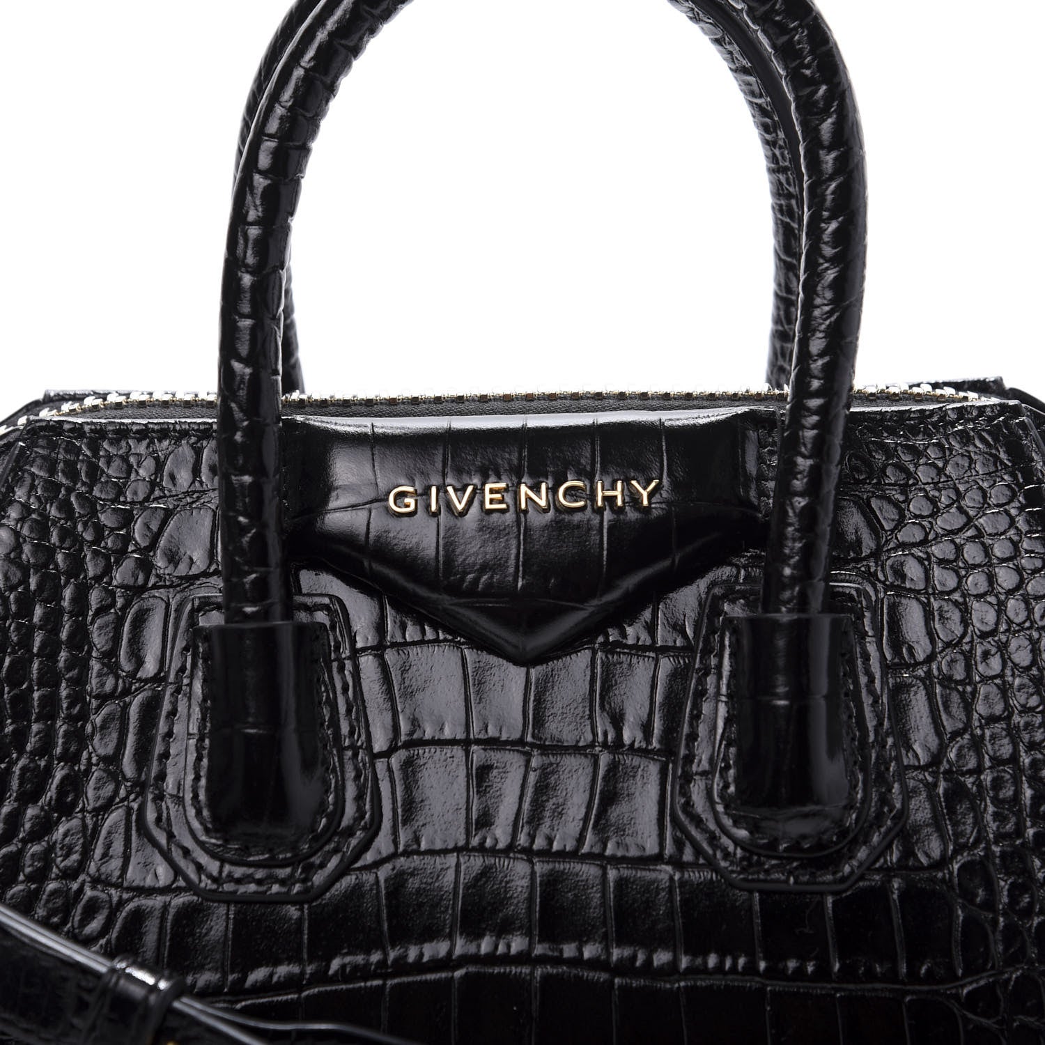 Givenchy Calfskin Crocodile Embossed Mini Antigona Black 10 of 10