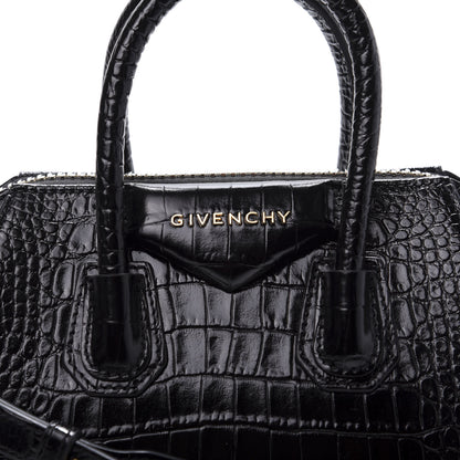 Givenchy Calfskin Crocodile Embossed Mini Antigona Black 10 of 10
