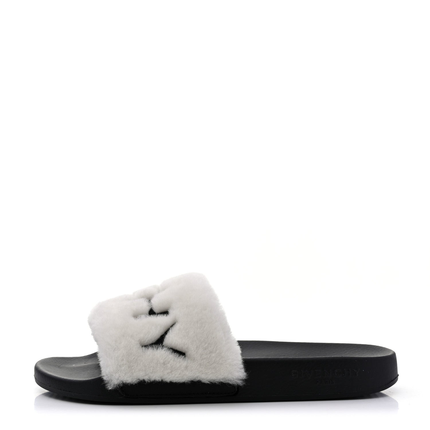 Givenchy Shearling Womens Logo Womens Pool Slides Sandals 39 White Black 1 of 10