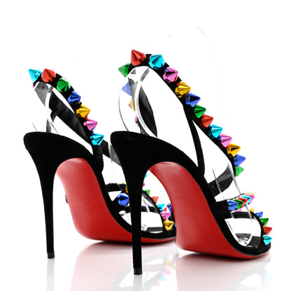 Christian Louboutin Suede Spikita 100 Sandals 39.5 Black Multicolor 4 of 9
