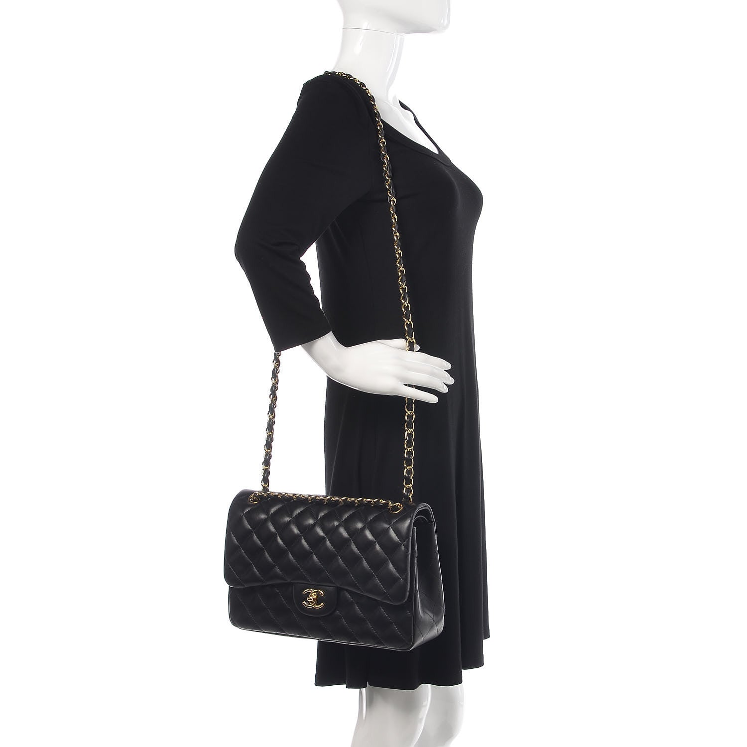 Chanel Lambskin Quilted Jumbo Double Flap Black 2 of 12