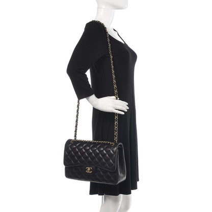 Chanel Lambskin Quilted Jumbo Double Flap Black 2 of 12