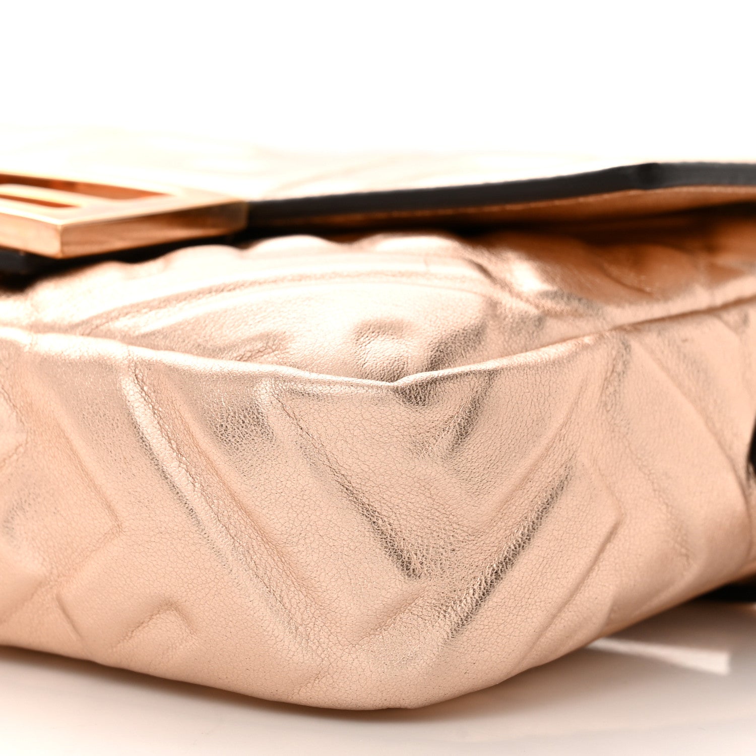 Fendi Vitello Laminato FF 1974 Embossed Mini Baguette Rame 10 of 11