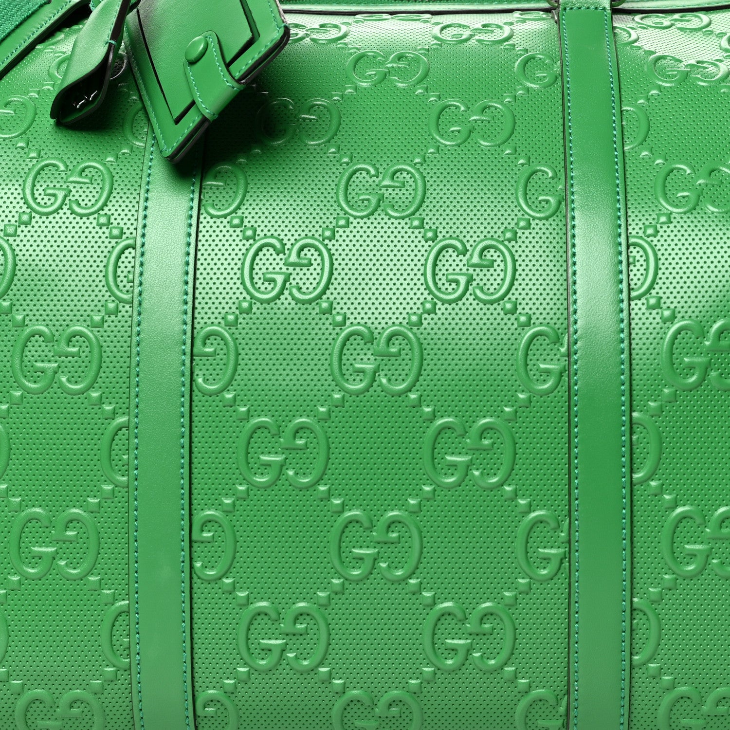 Gucci Calfskin GG Tennis Embossed Duffle Bag New Shamarock 8 of 12