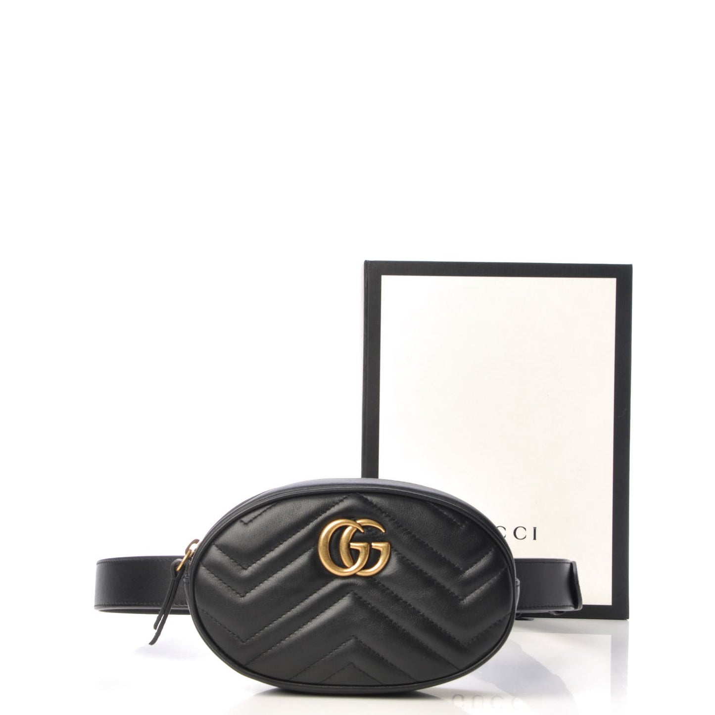 Calfskin Matelasse GG Marmont Belt Bag 85 34 Black