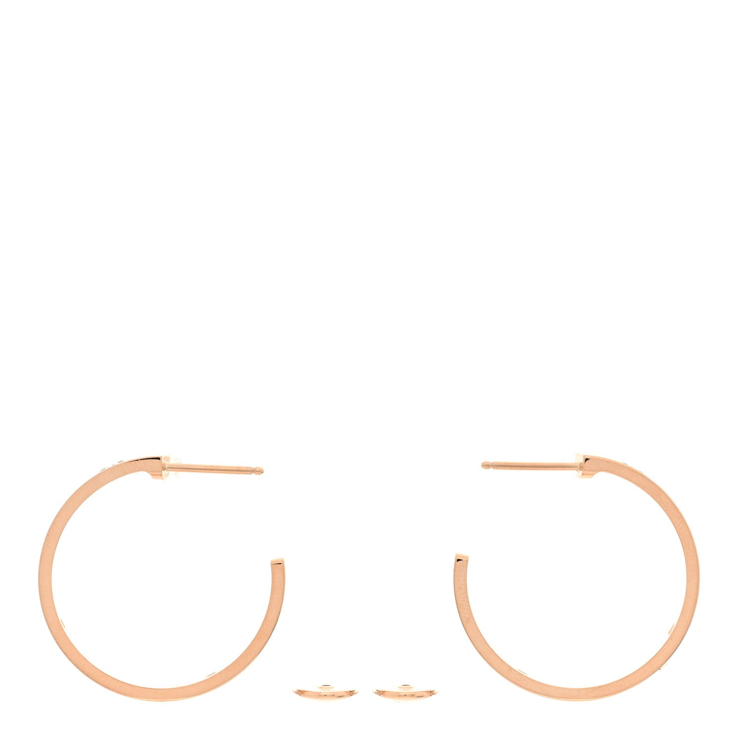 Cartier 18K Pink Gold 3 Diamond 3.5mm LOVE Hoop Earrings 3 of 5