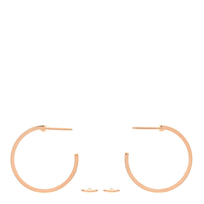 Cartier 18K Pink Gold 3 Diamond 3.5mm LOVE Hoop Earrings 3 of 5