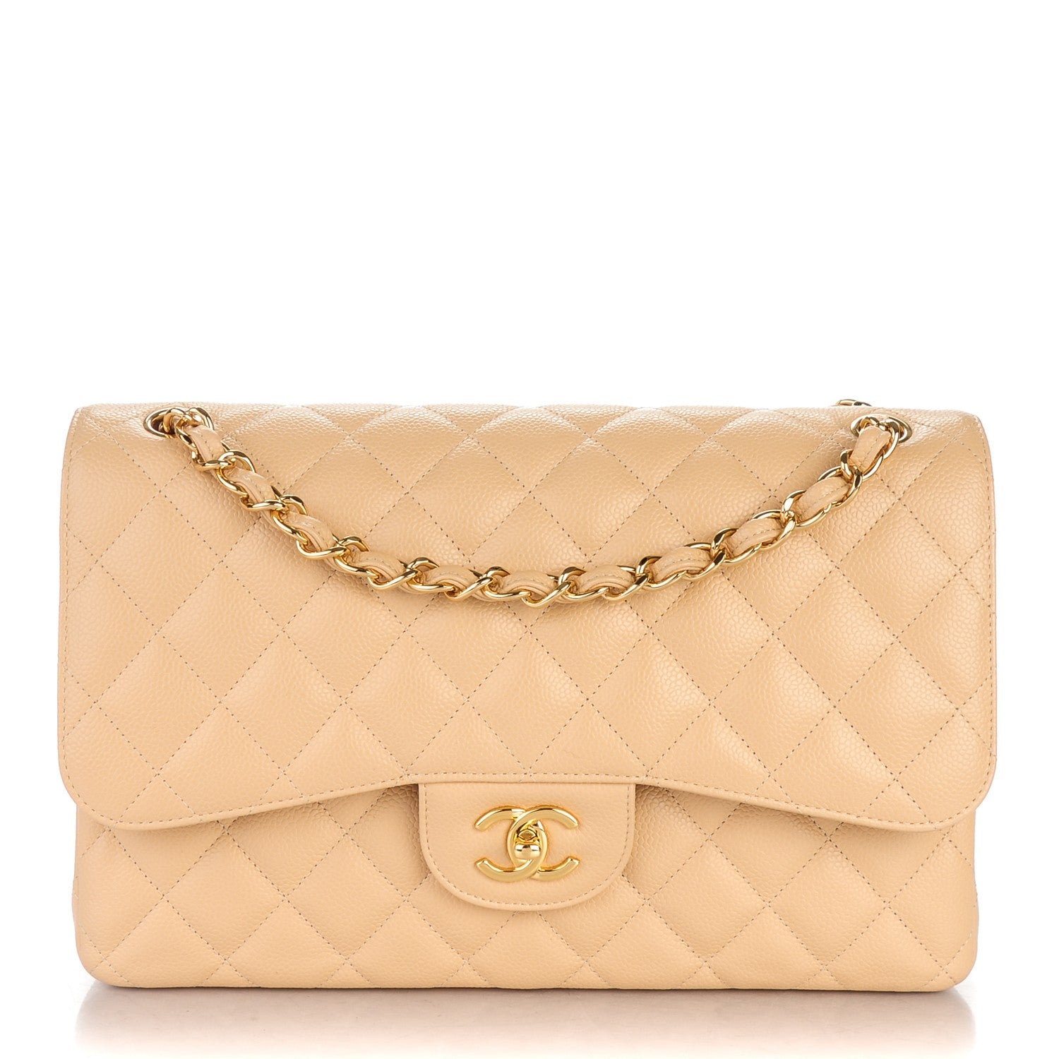 Chanel Caviar Quilted Jumbo Double Flap Beige Clair 1 of 7