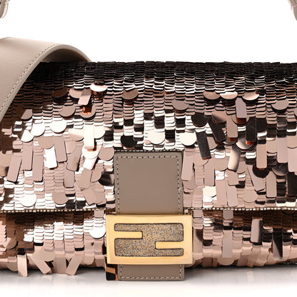 Fendi Sequin Paillettes Vitello Grace Sex and the City Baguette Tortora 8 of 10