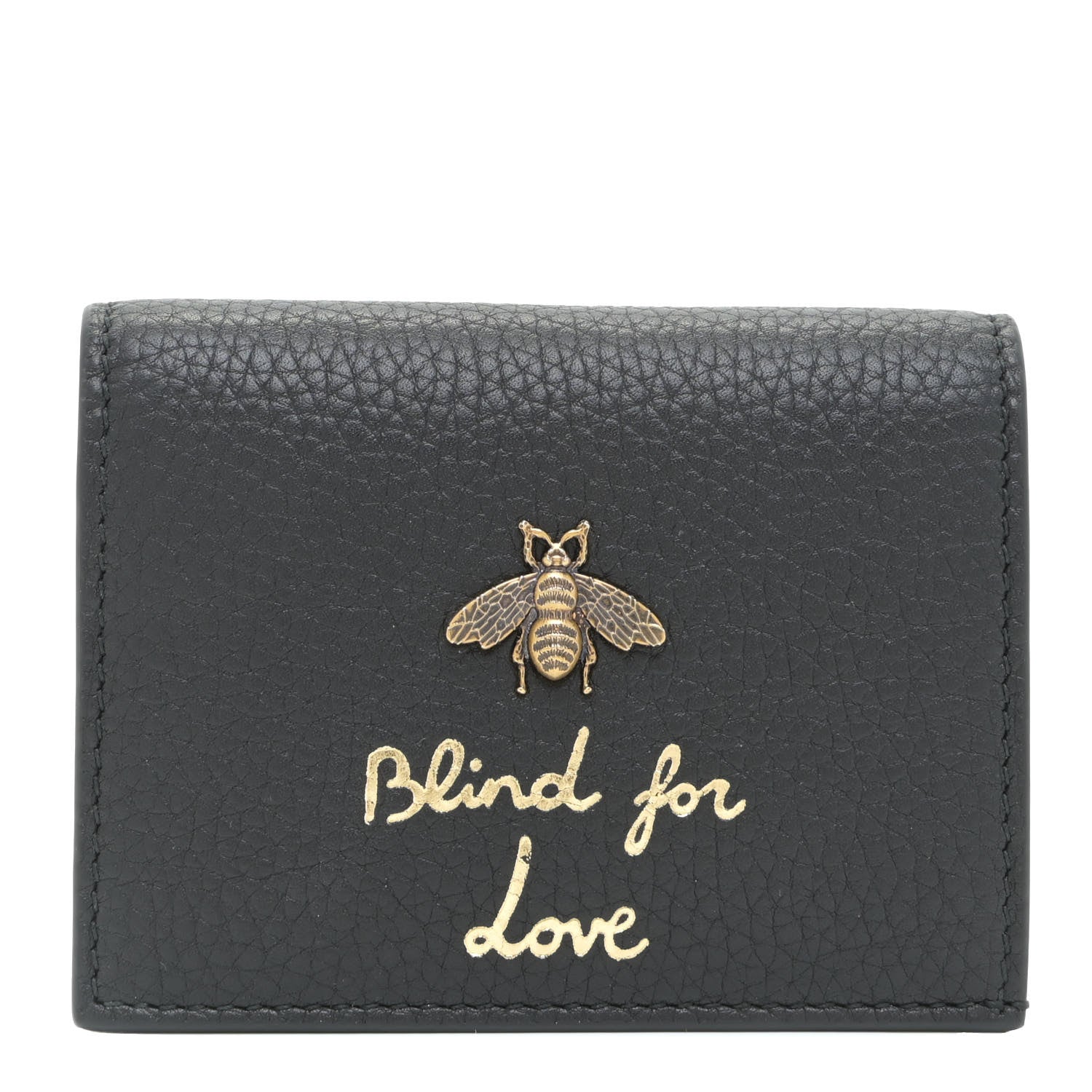 Gucci Pebbled Calfskin Animalier Card Case Black 2 of 20