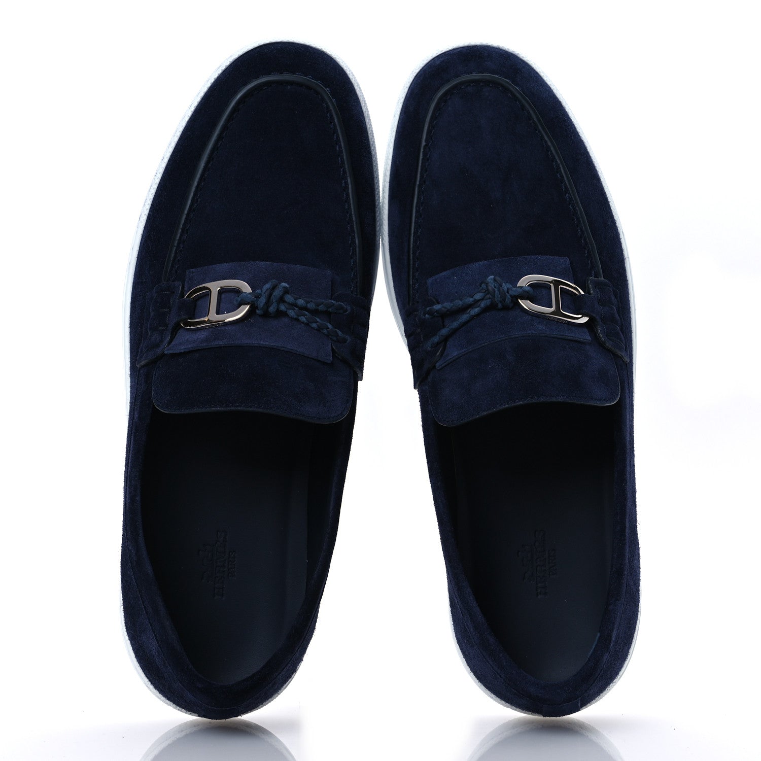 Hermes Suede Calfskin Ignacio Loafers 43 Bleu Marine 2 of 11