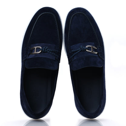 Hermes Suede Calfskin Ignacio Loafers 43 Bleu Marine 2 of 11