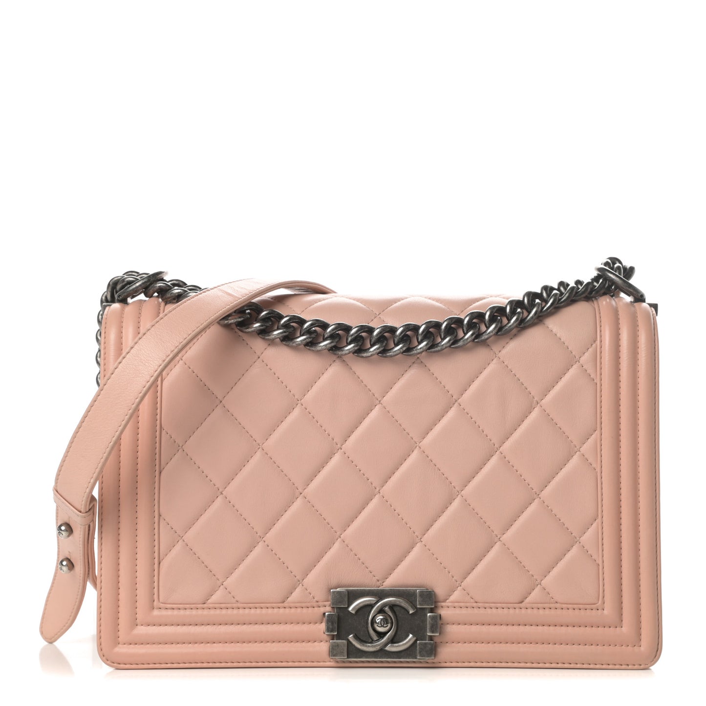 Calfskin Quilted New Medium Boy Flap Light Pink