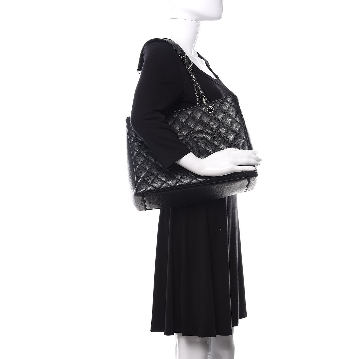 Caviar Quilted Grand Shopping Tote GST Black