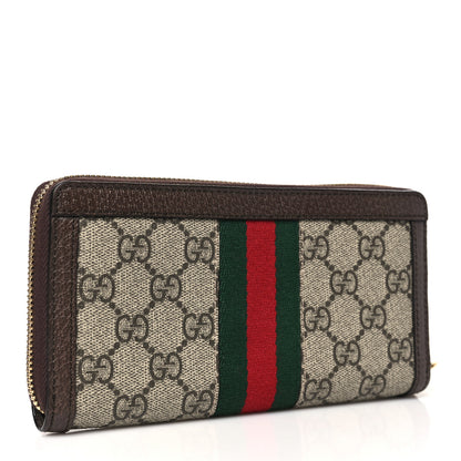 Gucci GG Supreme Monogram Web Ophidia Zip Around Wallet Brown 3 of 9