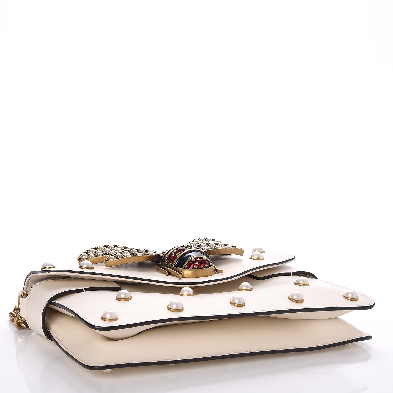 Gucci Nappa Pearl Studded Mini Queen Margaret Broadway Shoulder Bag Mystic White 5 of 8