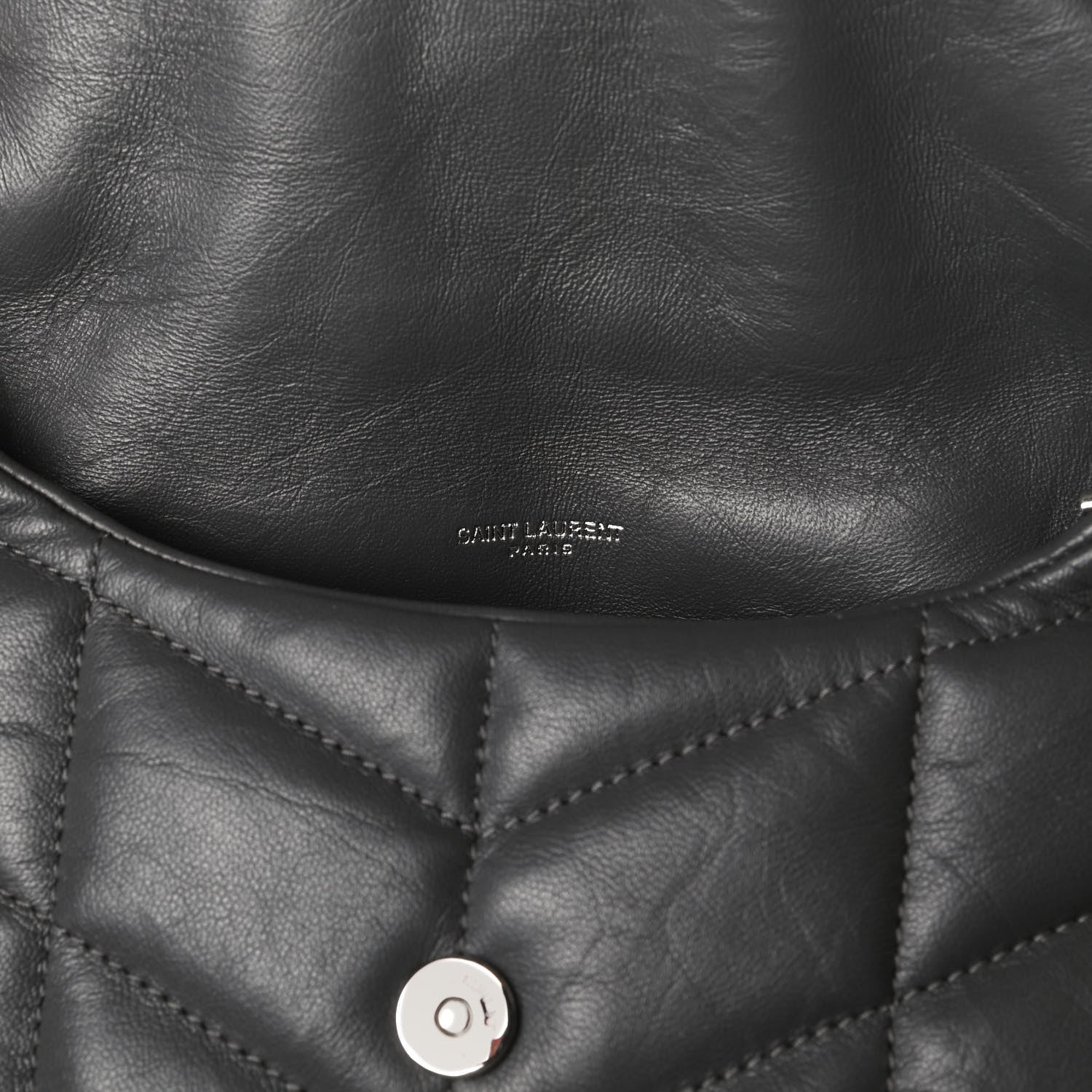 Saint Laurent Lambskin Quilted Toy Loulou Puffer Monogram Chain Satchel Storm 6 of 11