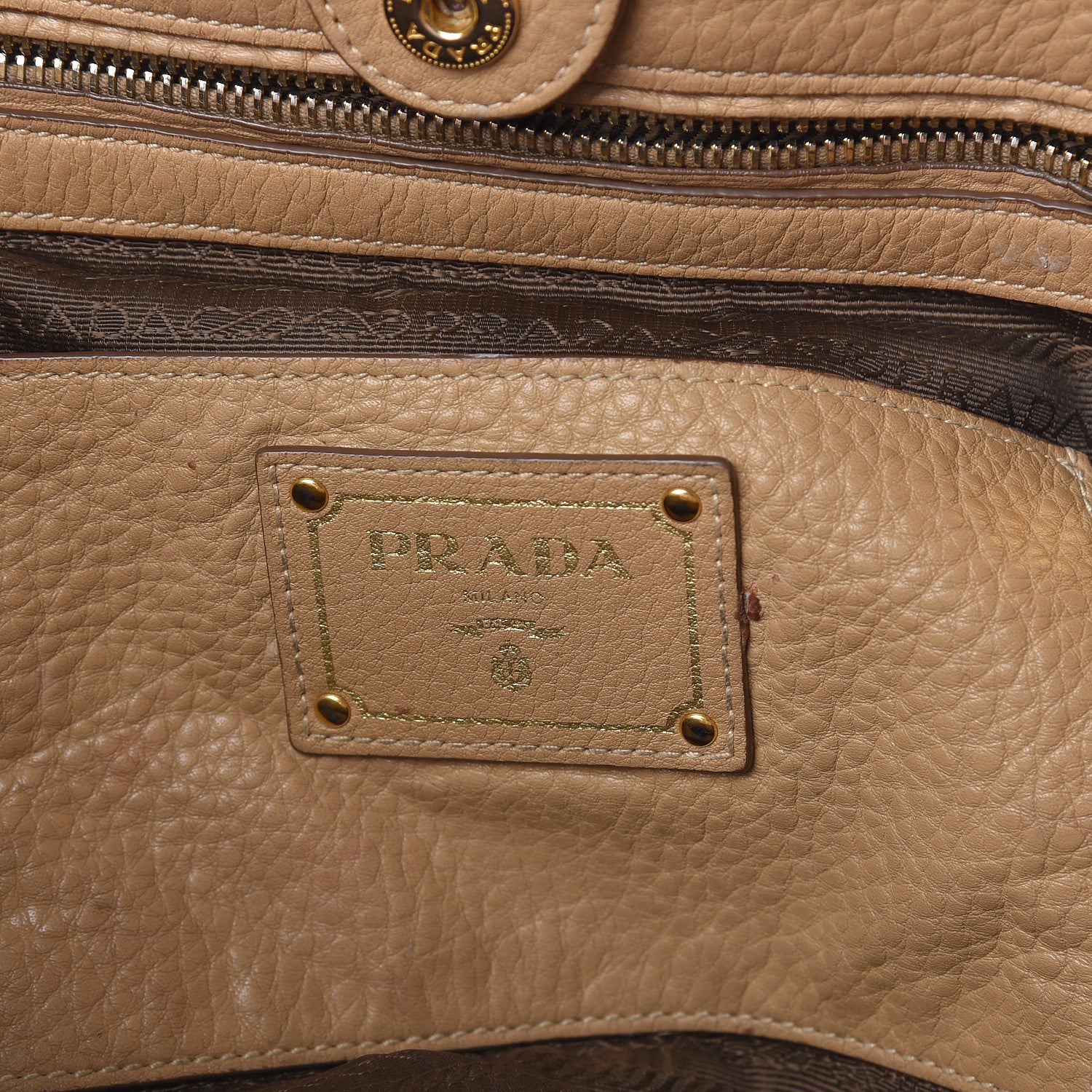 Prada Vitello Daino Side Pocket Tote Sughero 6 of 11