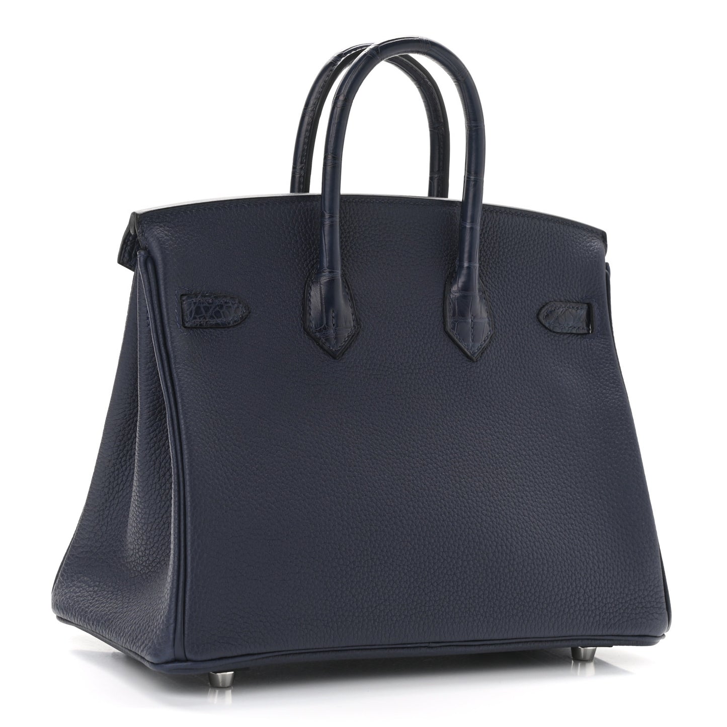 Togo Matte Alligator Birkin Touch 25 Bleu Nuit Bleu Indigo