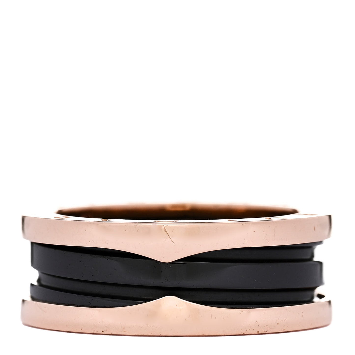 18K Rose Gold Black Ceramic B.Zero1 Two-Band Ring 58 8.25