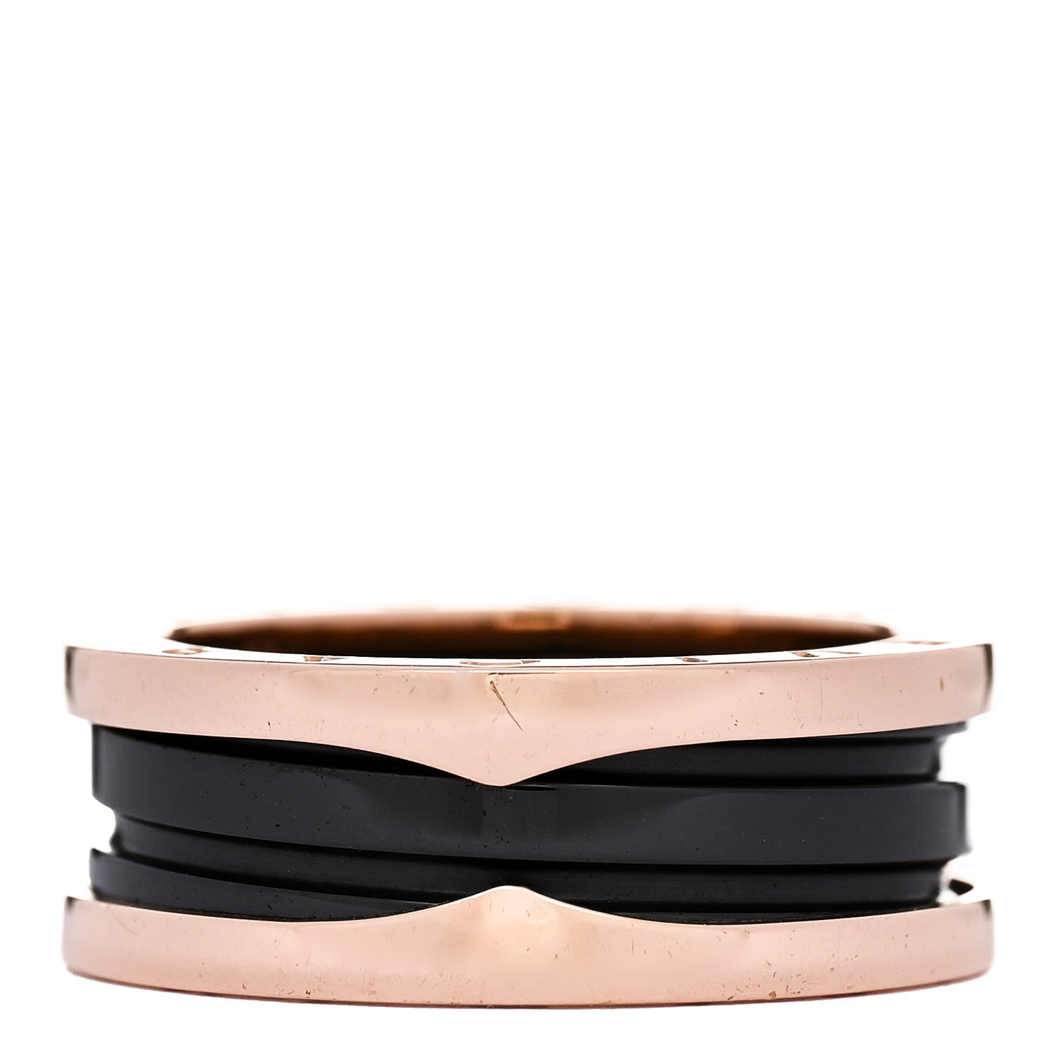 Bulgari 18K Rose Gold Black Ceramic B.Zero1 Two-Band Ring 58 8.25 1 of 6