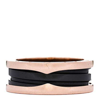 Bulgari 18K Rose Gold Black Ceramic B.Zero1 Two-Band Ring 58 8.25 1 of 6