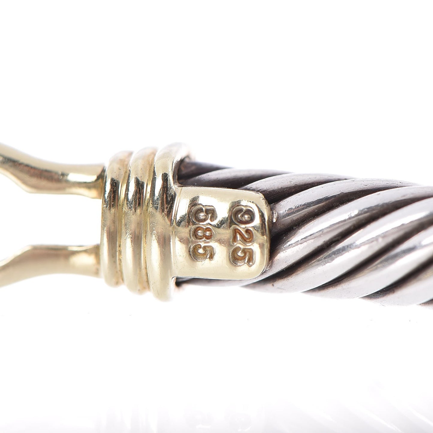 Sterling Silver 14K Yellow Gold 5mm Cable Classic Buckle Bracelet