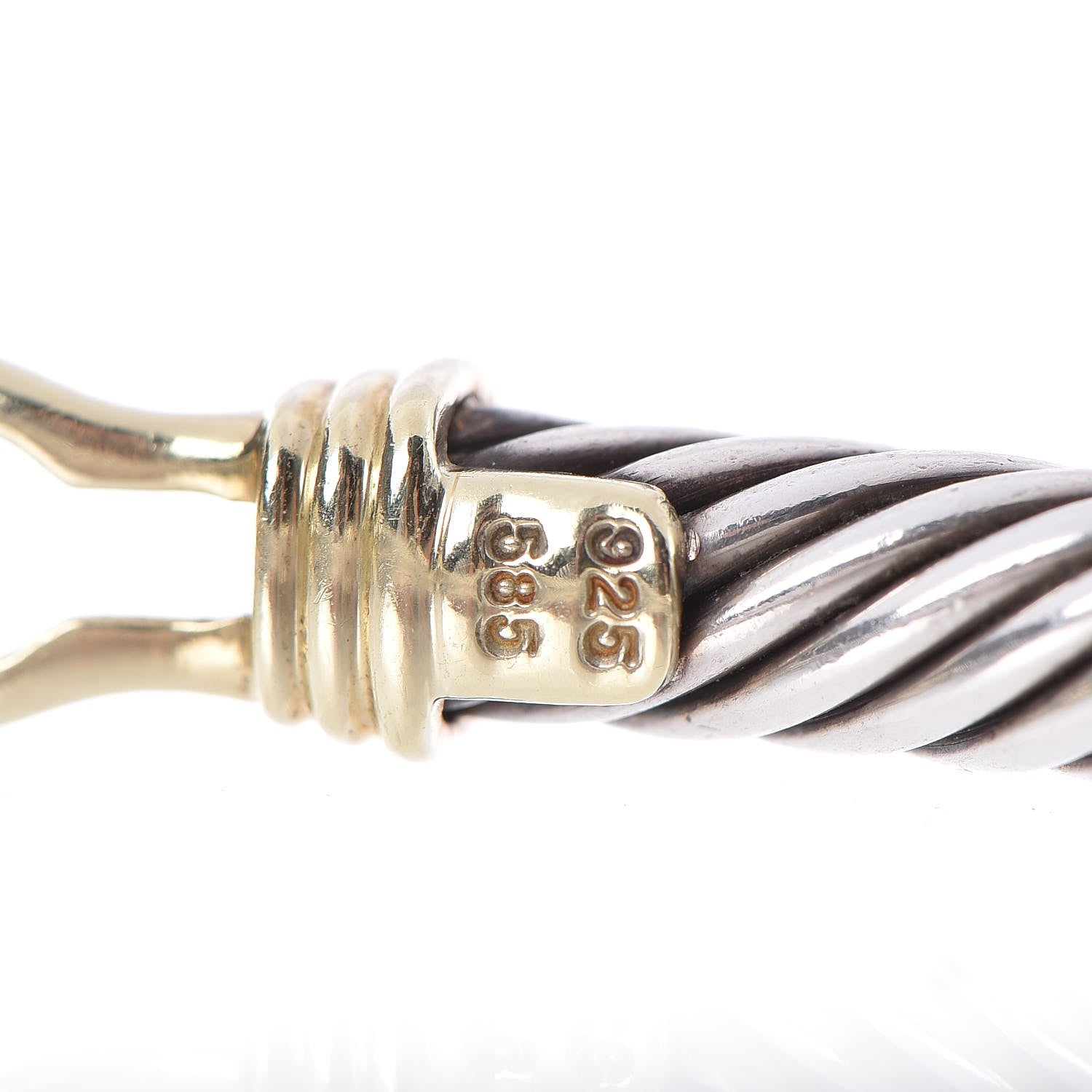 David Yurman Sterling Silver 14K Yellow Gold 5mm Cable Classic Buckle Bracelet 4 of 5