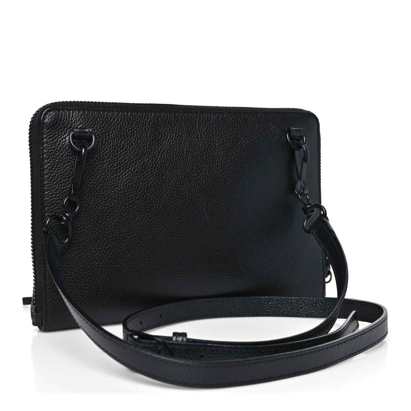 Grained Calfskin Neo Classic Black Hardware Zip Around Crossbody Black