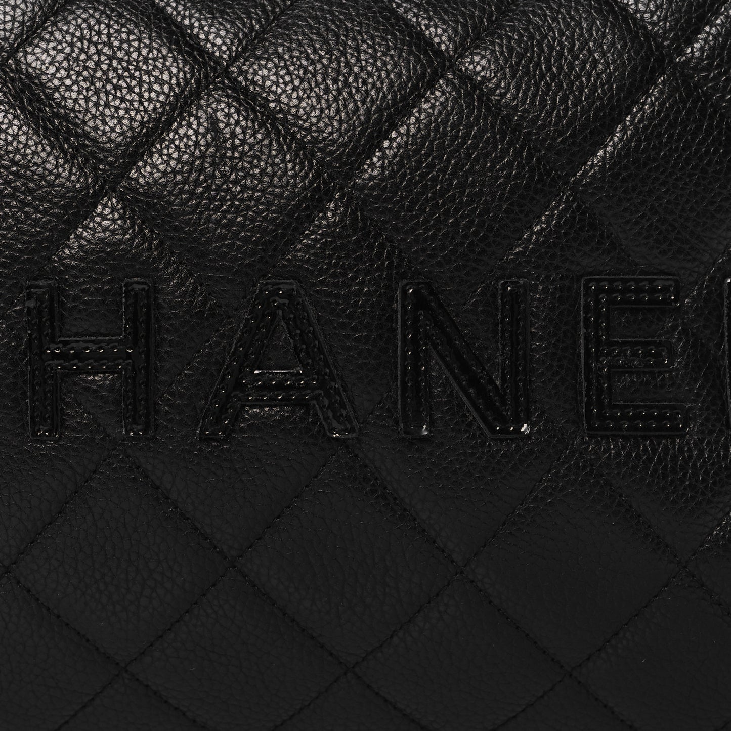 Caviar Patent Quilted Bowler Black