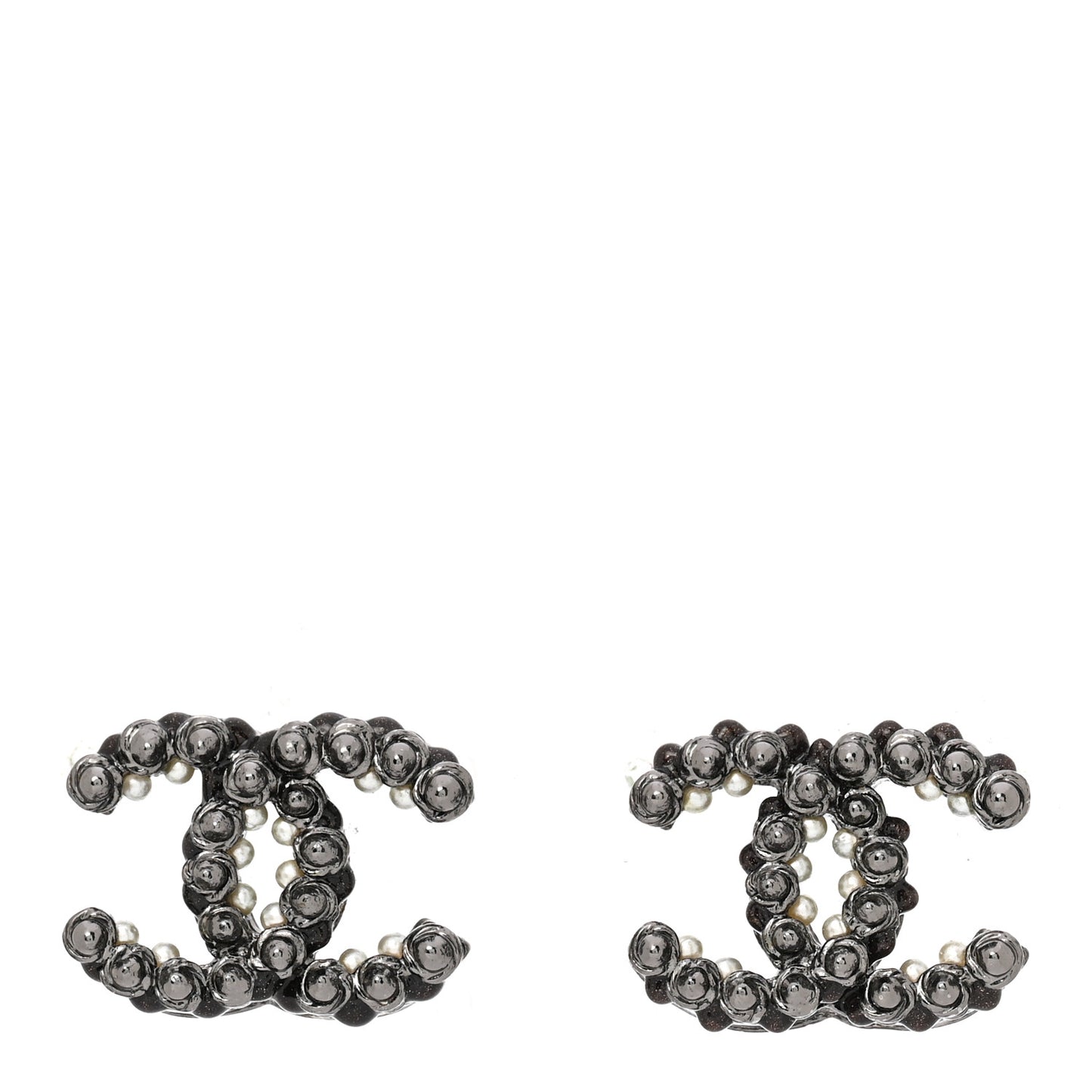 Pearl Bead CC Earrings Black