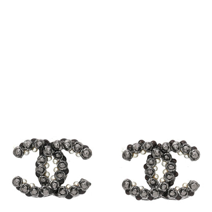 Chanel Pearl Bead CC Earrings Black 1 of 5