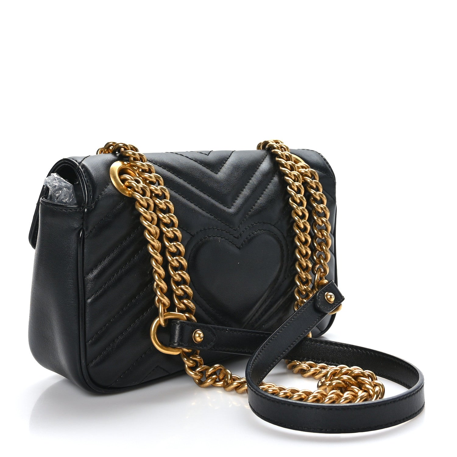 Gucci Calfskin Matelasse Mini GG Marmont Shoulder Bag Black 3 of 11
