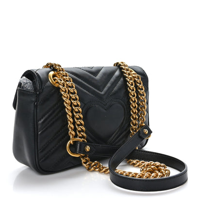 Gucci Calfskin Matelasse Mini GG Marmont Shoulder Bag Black 3 of 11