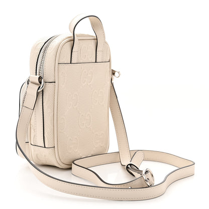 Gucci Calfskin GG Tennis Embossed Mini Double Zip Messenger Bag Mystic White 3 of 13