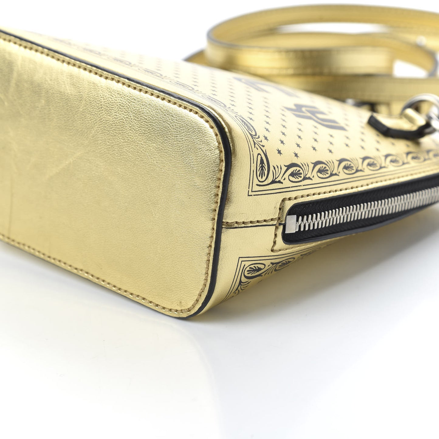 X SEGA Calfskin GUCCY Stars Mini Dome Shoulder Bag Gold