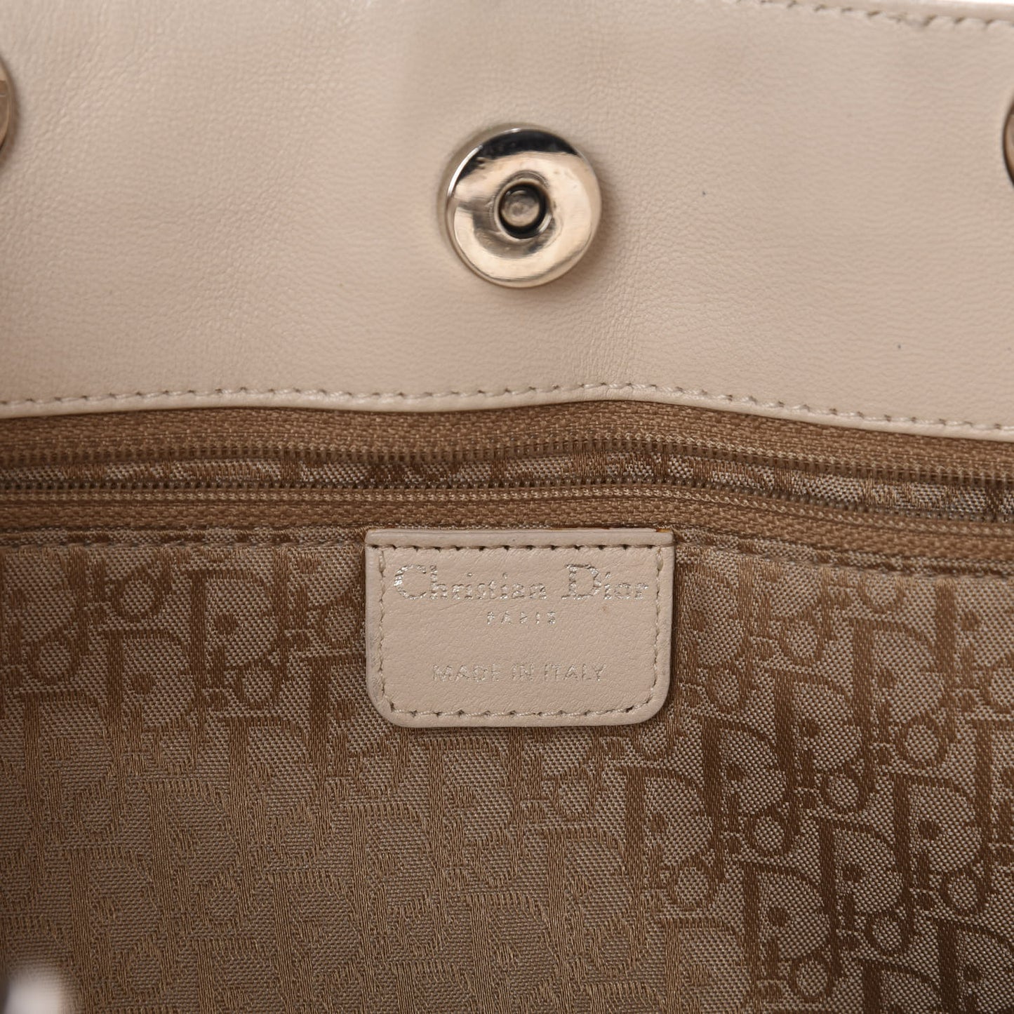 Lambskin Cannage Large Lady Dior Shopper Tote White